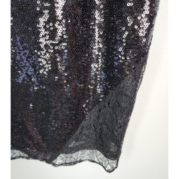 Marciano Los Angeles Women's Sz. L Black Sequin & Lace Dress - Picture 5 of 9